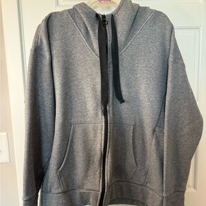 Fabletics Gray and Black Zip-Up Hoodie